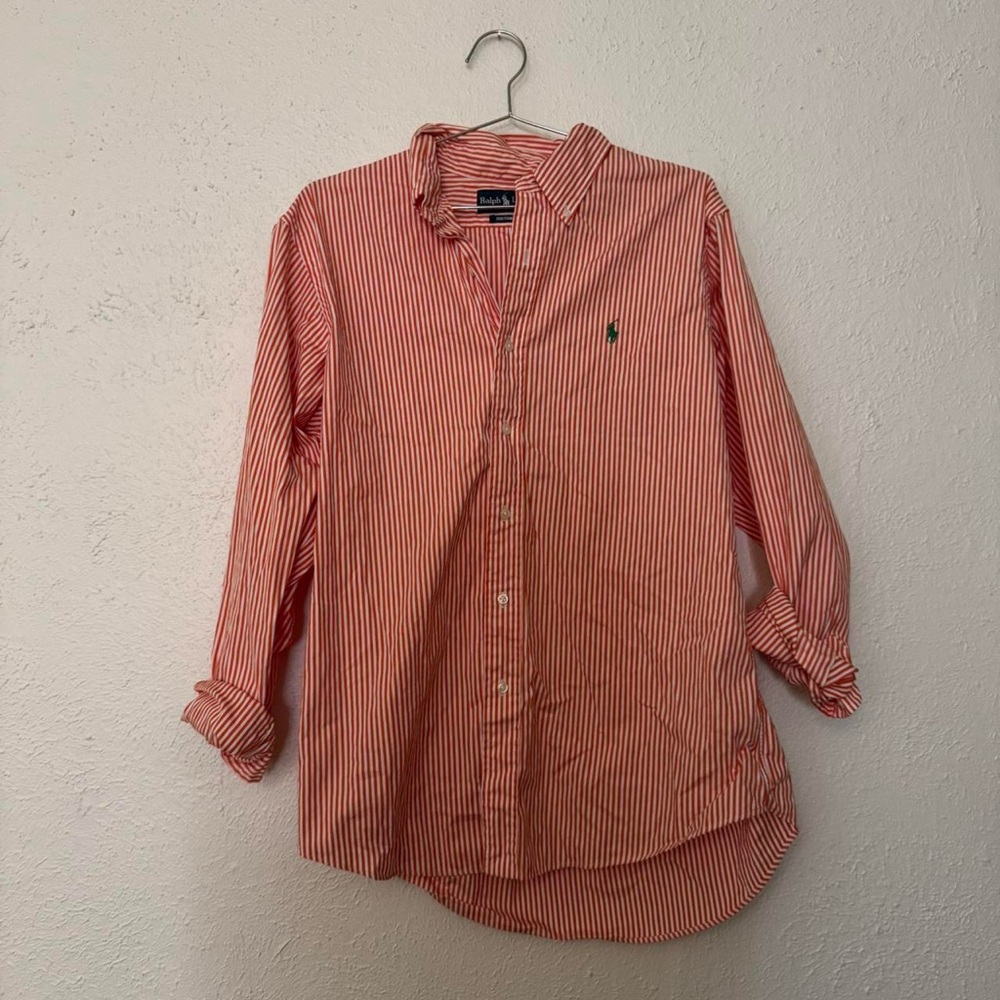 Vintage Ralph Lauren Orange Striped Button Down - Picture 6 of 6